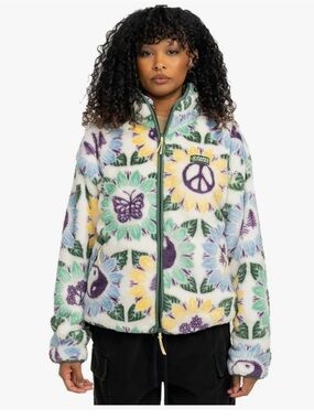Parks Project Nature In Bloom Faux Shearling Jacket, Medium, NWT ☮️ 🍄 🦋 🌲 ☯️
